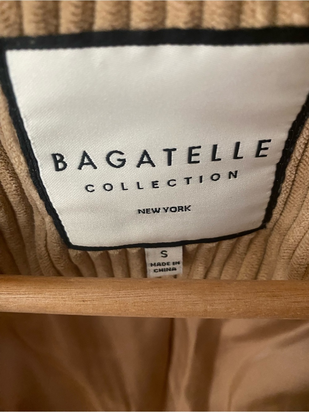 Corduroy Jacket in Tan by Bagatelle Collection size Small, new without tags - Picture 4 of 5